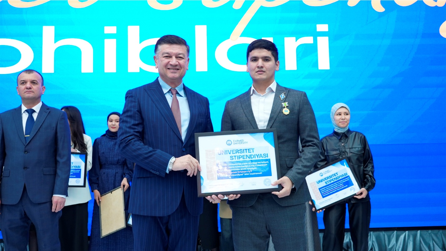 Scholarship certificate presentation to student